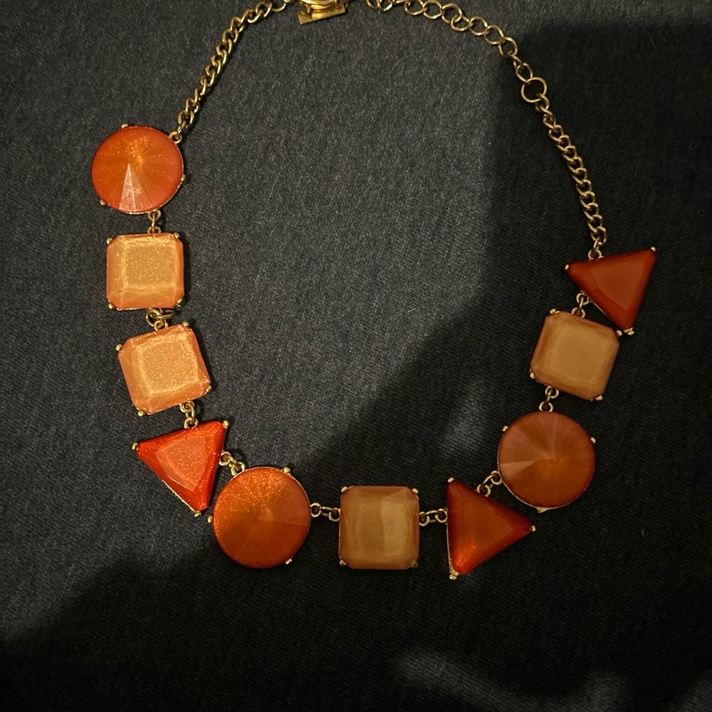 Women’s Orange Geometric Statement Necklace